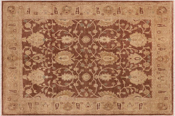 handmade Traditional Kafkaz Chobi Ziegler Brown Tan Hand Knotted RECTANGLE 100% WOOL area rug 8 x 10